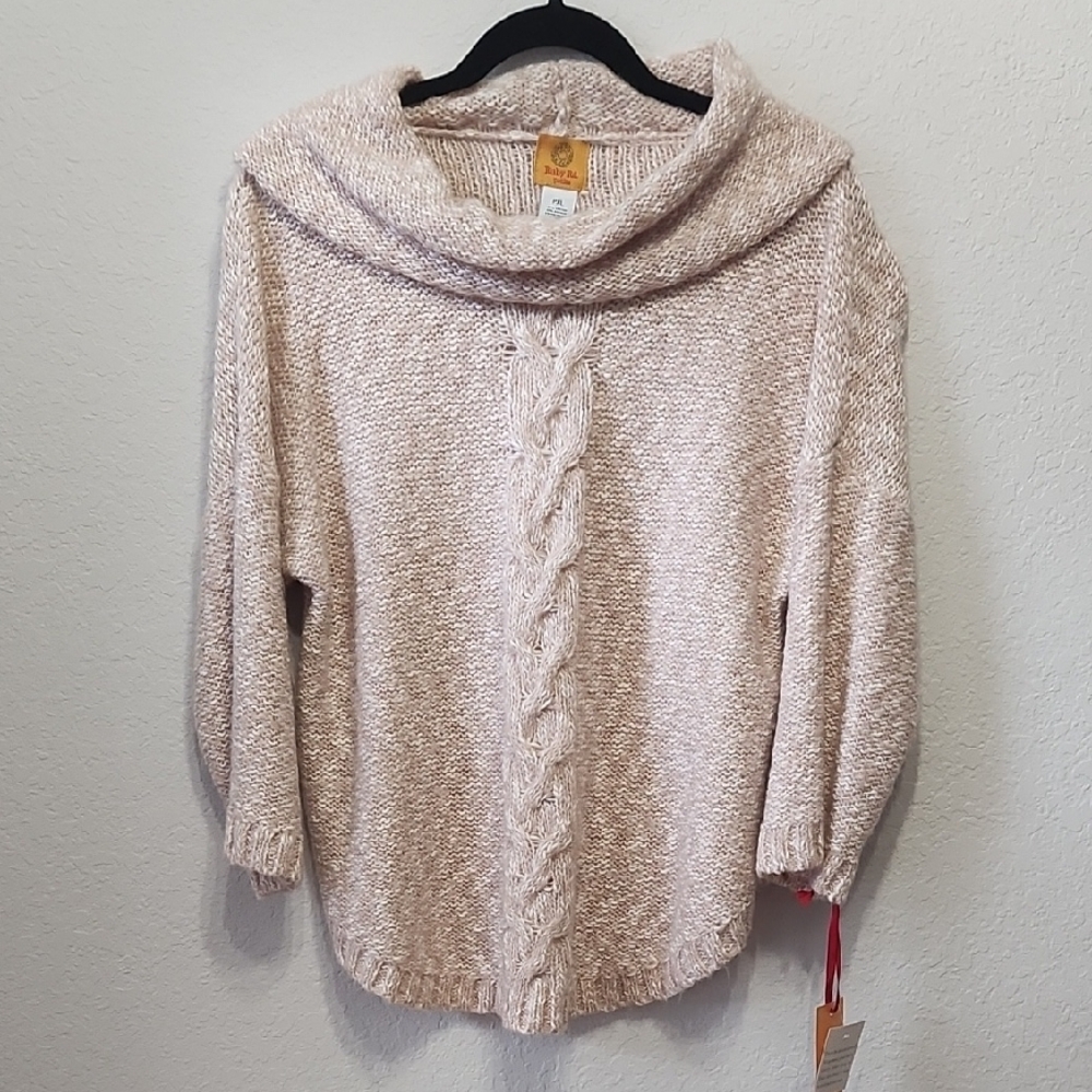 Ruby Rd. Cream Cable Knit Cowl Neck Sweater